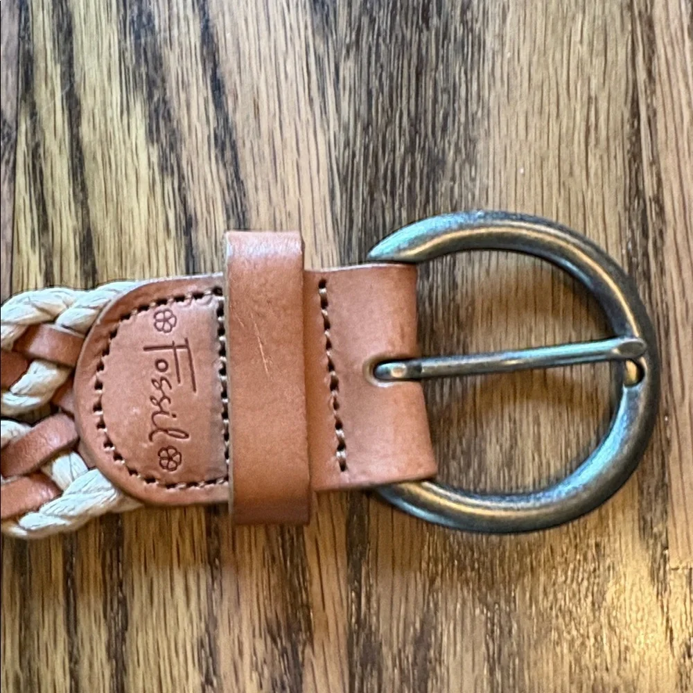 Fossil leather and cording braided woven boho festival belt